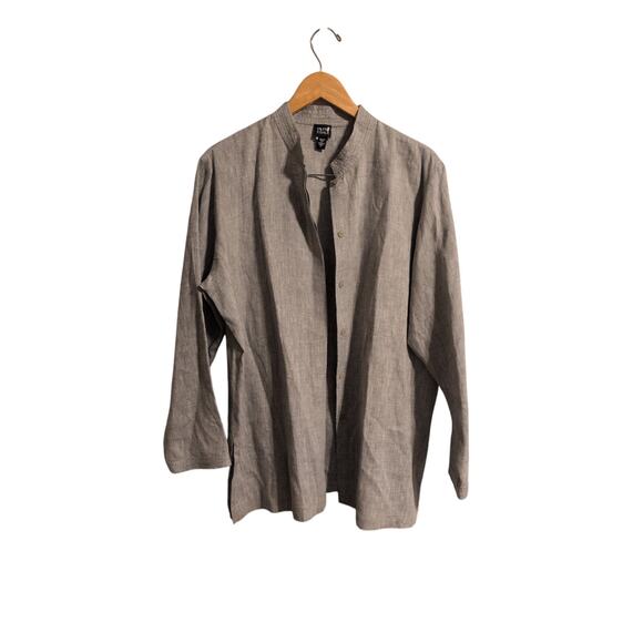 Eileen Fisher Button Front Stand Collar Jacket Gray Size Large - Picture 2 of 4